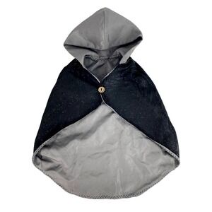 Black Cape for American Girl and 18" Dolls Sparkly Shell, Gray Lining